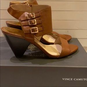 Vince Camuto cognac tan brown sandals heels